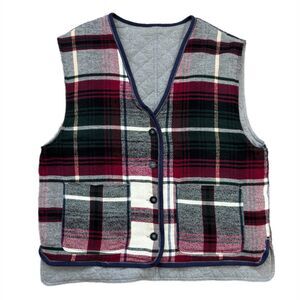 Mens Reversible Plaid Flannel Vest Colours Alexander Julian L Quilted Button Up